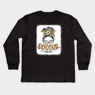 Soccer Mom Shirt Soccer Mom Life Leopard Kids Long Sleeve T-Shirt